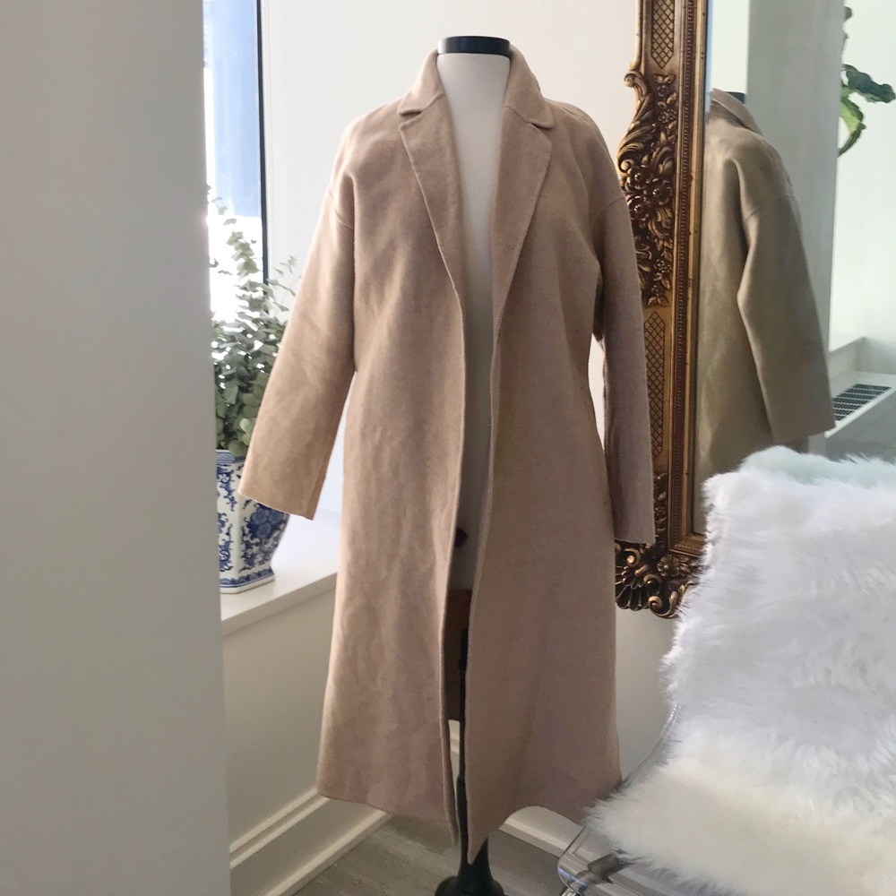 Tan wool/felt long coat